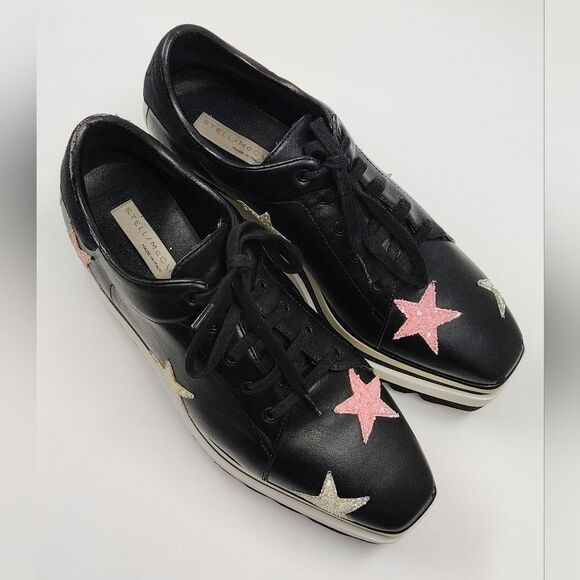 Stella McCartney Leather Elyse Star Platform Trainers Sneakers Sz 38 - Picture 11 of 16